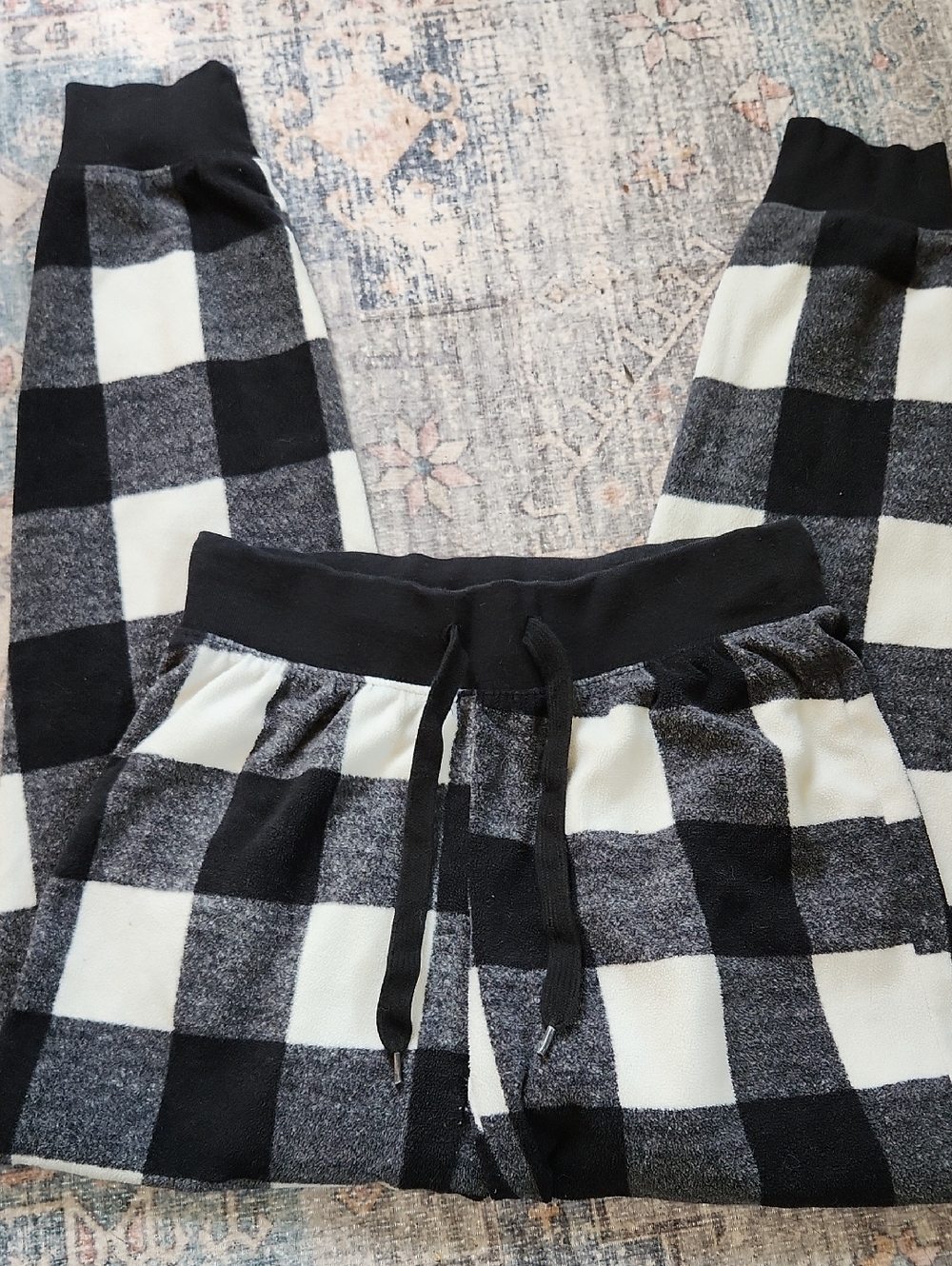 Black & White Buffalo Plaid Jogger Pants